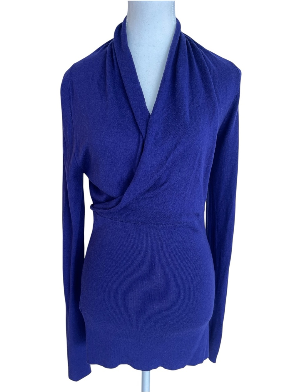Bcbg Maxazria Purple Draped V-Neck Wrap Sweater Size Medium Stretch Waist